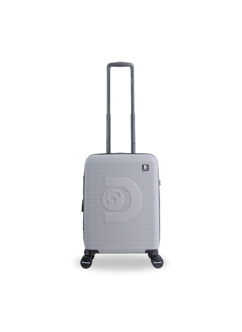 Discovery Eclipse ABS Hardside Carry-on Travel Buisness Luggage, Durable Lightweight 4 Double Wheel Trolley Bag, Extra Secure Combination Lock, Expandable 20" Suitcase, Small Cabin Trolley-Light Grey.