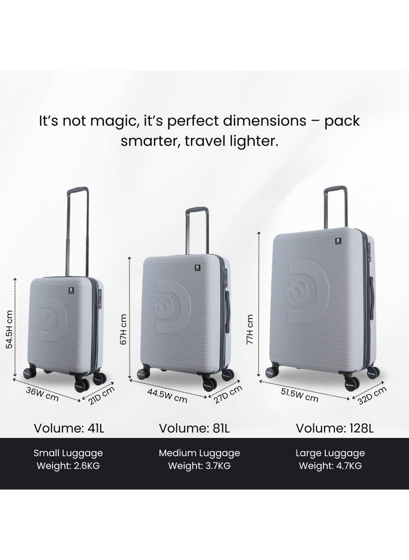 Discovery - Discovery Eclipse ABS Hardside Carry-on Travel Buisness Luggage, Durable Lightweight 4 Double Wheel Trolley Bag, Extra Secure Combination Lock, Expandable 20" Suitcase, Small Cabin Trolley-Light Grey. - Image 1