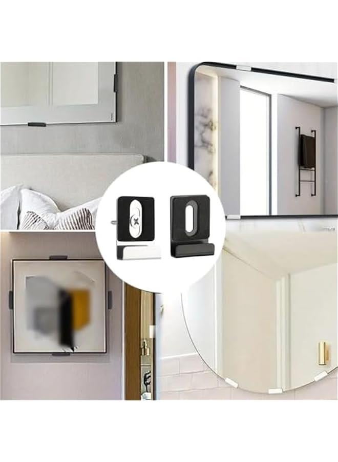 8-Pack Metal Mirror Clip,Wall Mounting Mirror Holder with Screw Rubber Pad,Heavy Duty Hanger Hook for Photo Frame Display,Mirror,Billboard (Silver) - Image 2