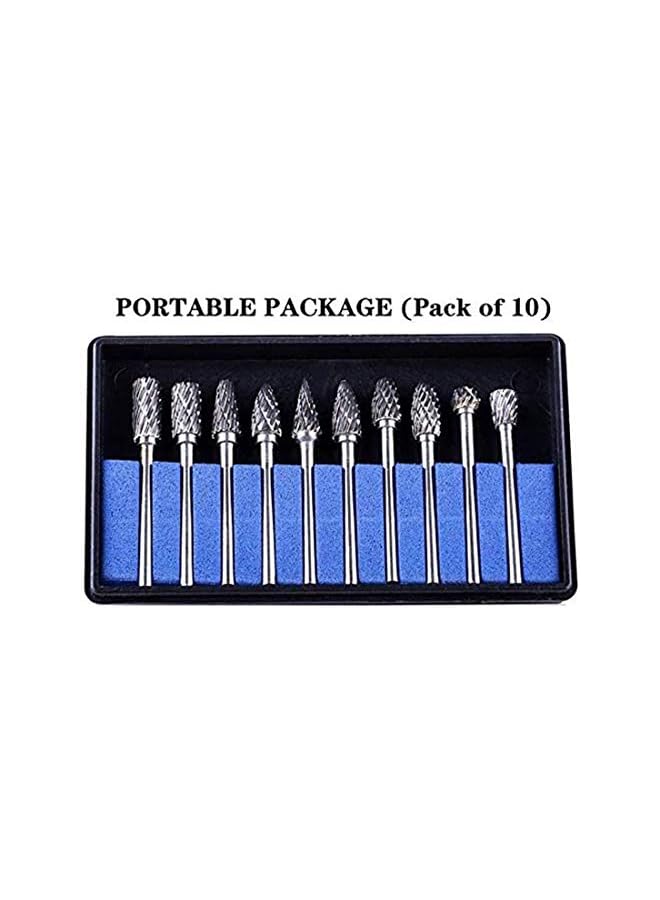erorex مجموعة مثقاب كربيد التنجستن مكونة من 10 قطع مثقاب دوار مزدوج القطع مع ساق 1/8 بوصة ورأس 1/4 بوصة لطحن المثقاب والنحت وتلميع المعادن والحفر - Image 3