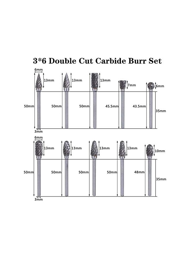 erorex مجموعة مثقاب كربيد التنجستن مكونة من 10 قطع مثقاب دوار مزدوج القطع مع ساق 1/8 بوصة ورأس 1/4 بوصة لطحن المثقاب والنحت وتلميع المعادن والحفر - Image 5
