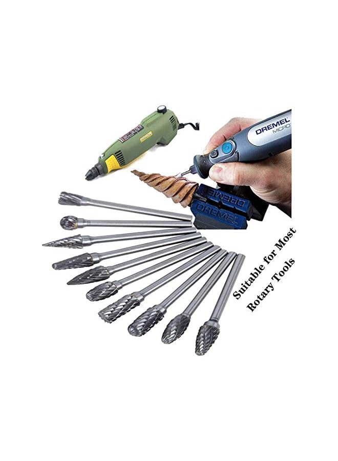 erorex مجموعة مثقاب كربيد التنجستن مكونة من 10 قطع مثقاب دوار مزدوج القطع مع ساق 1/8 بوصة ورأس 1/4 بوصة لطحن المثقاب والنحت وتلميع المعادن والحفر - Image 4