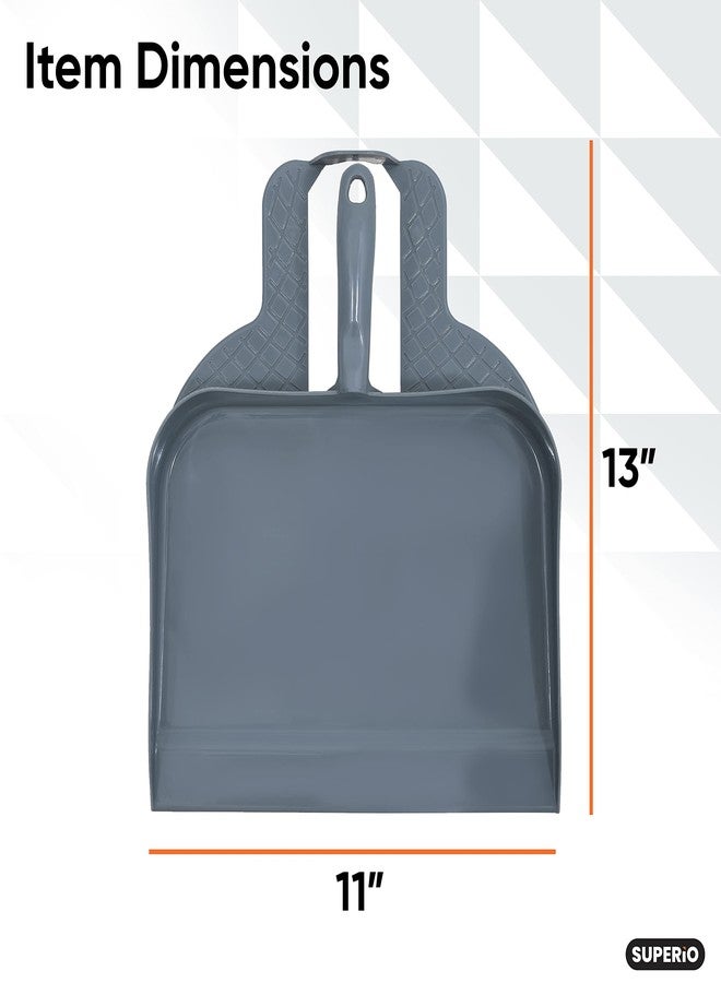 Superio Heavy Duty Plastic Step-on Dustpan with Comfort Grip Handle Grey, Durable, Lightweight Multi Surface Dust Pan Easy Broom Sweeping, 11-inch Wide, 1-Pack - Image 2