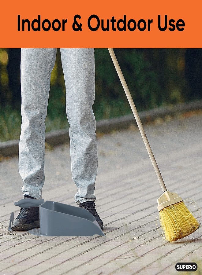 Superio Heavy Duty Plastic Step-on Dustpan with Comfort Grip Handle Grey, Durable, Lightweight Multi Surface Dust Pan Easy Broom Sweeping, 11-inch Wide, 1-Pack - Image 5