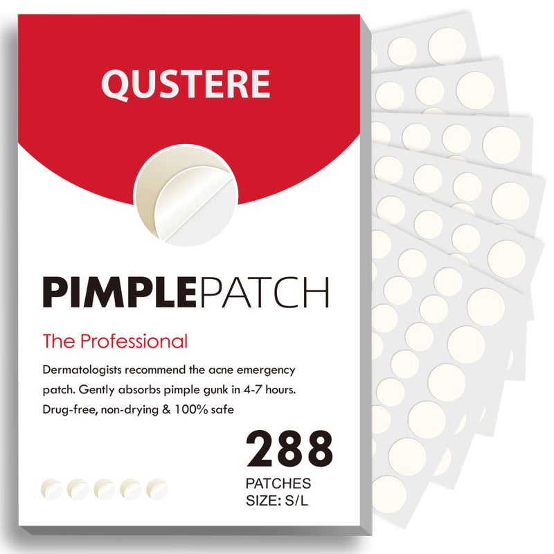 QUSTERE Pimple Patches for Face, Hydrocolloid Acne Patches, Cute Round Shape Zit Covers, Spot Stickers with Tea Tree, Salicylic Acid & Cica Oil| 2 Sizes (9mm, 12mm) |288 Count - Image 1