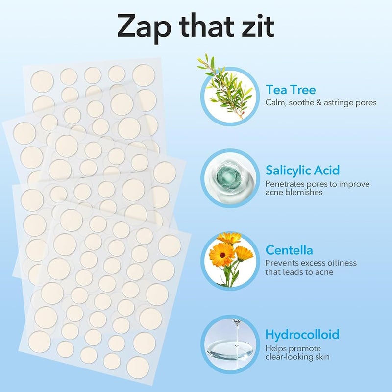 QUSTERE Pimple Patches for Face, Hydrocolloid Acne Patches, Cute Round Shape Zit Covers, Spot Stickers with Tea Tree, Salicylic Acid & Cica Oil| 2 Sizes (9mm, 12mm) |288 Count - Image 3
