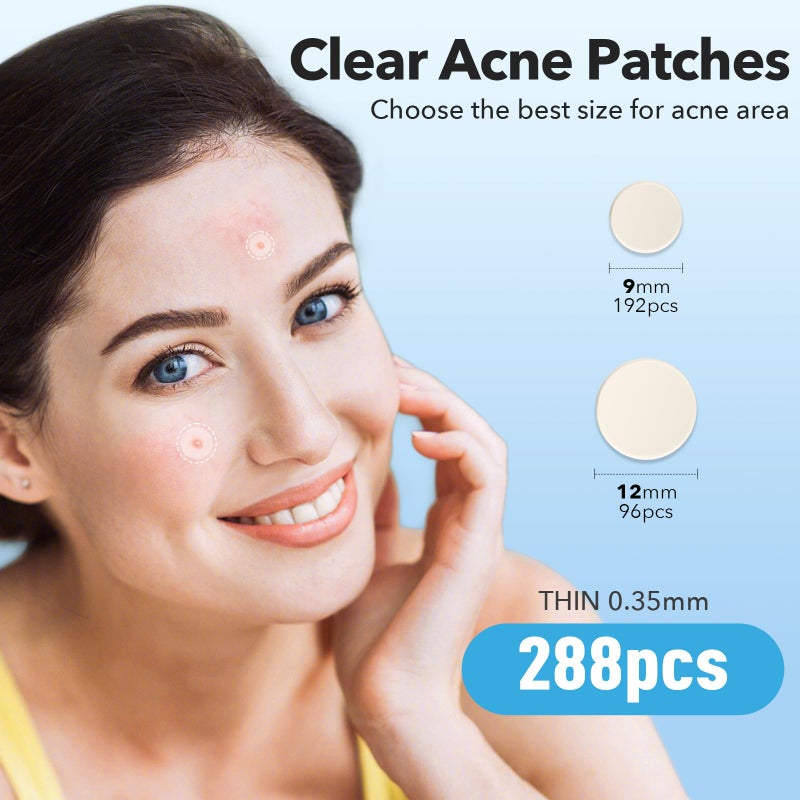 QUSTERE Pimple Patches for Face, Hydrocolloid Acne Patches, Cute Round Shape Zit Covers, Spot Stickers with Tea Tree, Salicylic Acid & Cica Oil| 2 Sizes (9mm, 12mm) |288 Count - Image 2