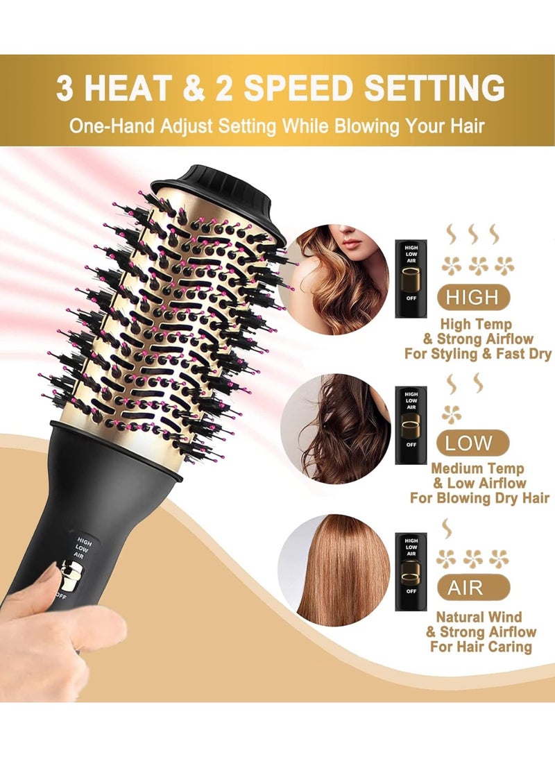 هوم جولد جهاز مجفف وفرشاة تصفيف الشعر 3 في 1 من Home Gold – فرشاة هواء ساخن لتجفيف الشعر وفرده وتصفيفه في جهاز واحد بقدرة 1200 وات – أداة تصفيف متعددة الوظائف لتجعيد الشعر، فرد الشعر، إعطاء حجم ولمعان طبيعي – مناسب لجميع أنواع الشعر للنساء – جهاز تصفيف احترافي للاستخدام المنزلي أو في الصالونات الصغيرة – فرشاة شعر تعمل بالهواء الساخن مع تحكم في الحرارة والسرعات لتصفيف سريع ونتائج احترافية – Hot Air Brush Hair Styler & Volumizer, Hair Dryer, Hair Straightener, Curling & Styling Tool, 1200W Powerful Hair Dryer - Image 5