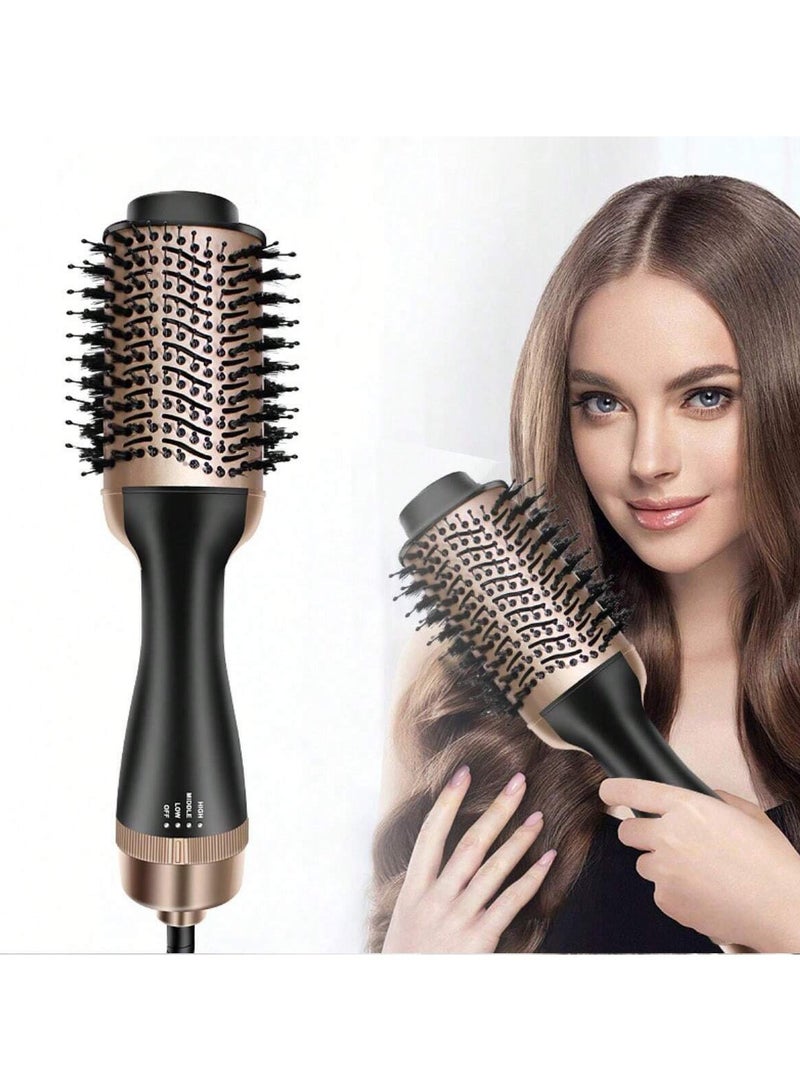Home Gold 3-in-1 Hair Dryer Brush, 1200W for Styling, Drying, and Straightening Hair, for Beauty Salons, Hot Air Brush, Hair Styler and Volumizer, Hair Straightener, Curling Iron, Multi-Color. - Image 1