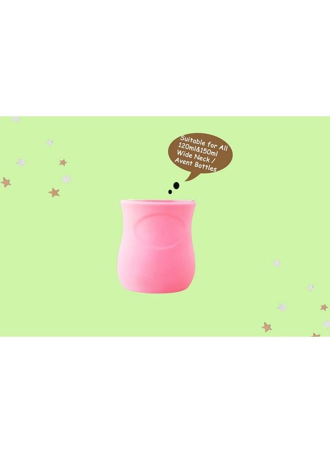 The Little Lookers Baby Feeding Glass Bottle Protection Silicone Cover Sleeve Holder Suitable For Wide Neck Avent Feeder; Protector Cover For Babies (Wide Neck 125Ml 4Oz & 240260Ml 8Oz Pink)  - Image 4