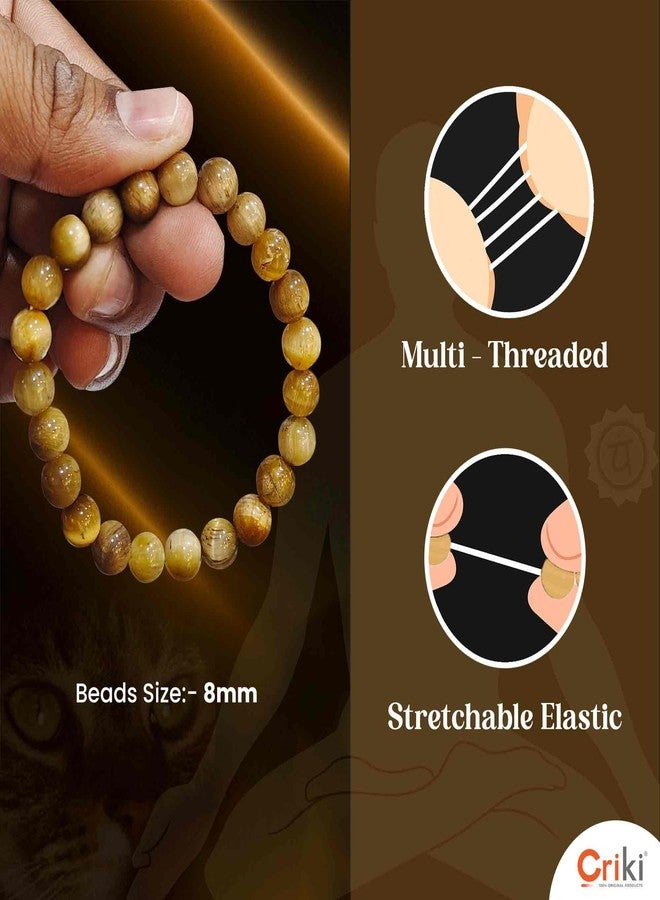 CRIKI Cats Eye Bracelet for Women and Men Original Certified - Lahsuniya Cat Eye Stone Bracelet for Protection, Confidence, Good Luck, Focus, and Emotional Healing - 8MM Beads - Image 3