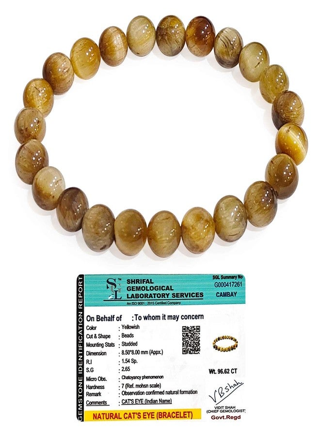 CRIKI Cats Eye Bracelet for Women and Men Original Certified - Lahsuniya Cat Eye Stone Bracelet for Protection, Confidence, Good Luck, Focus, and Emotional Healing - 8MM Beads - Image 1