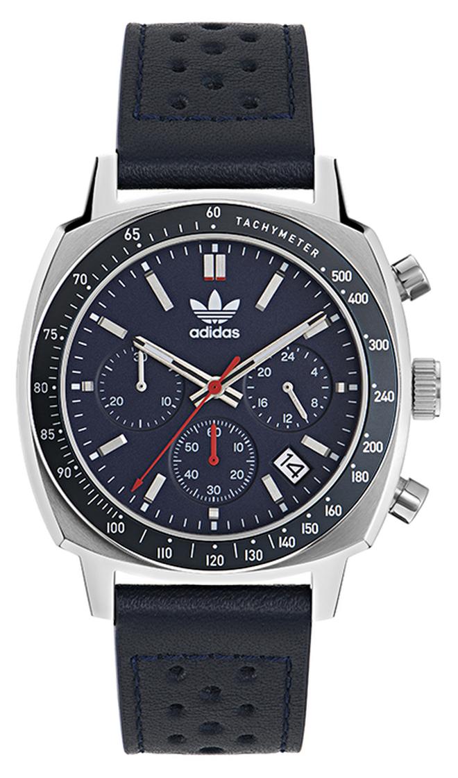 SST Case with Black Top Ring Blue Dial Blue Leather Strap