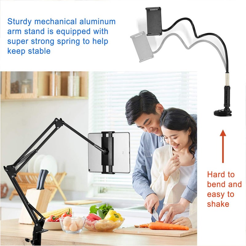 SAMHOUSING Tablet Stand Adjustable,Foldable Tablet Stand for Bed, Aluminum Universal Flexible Tablet Holder with 360 Degree Rotation for iPad/iPhoneX/iPad Pro/N-Switch,or Other 4.5~12.9 Inches Devices (Black) - Image 4