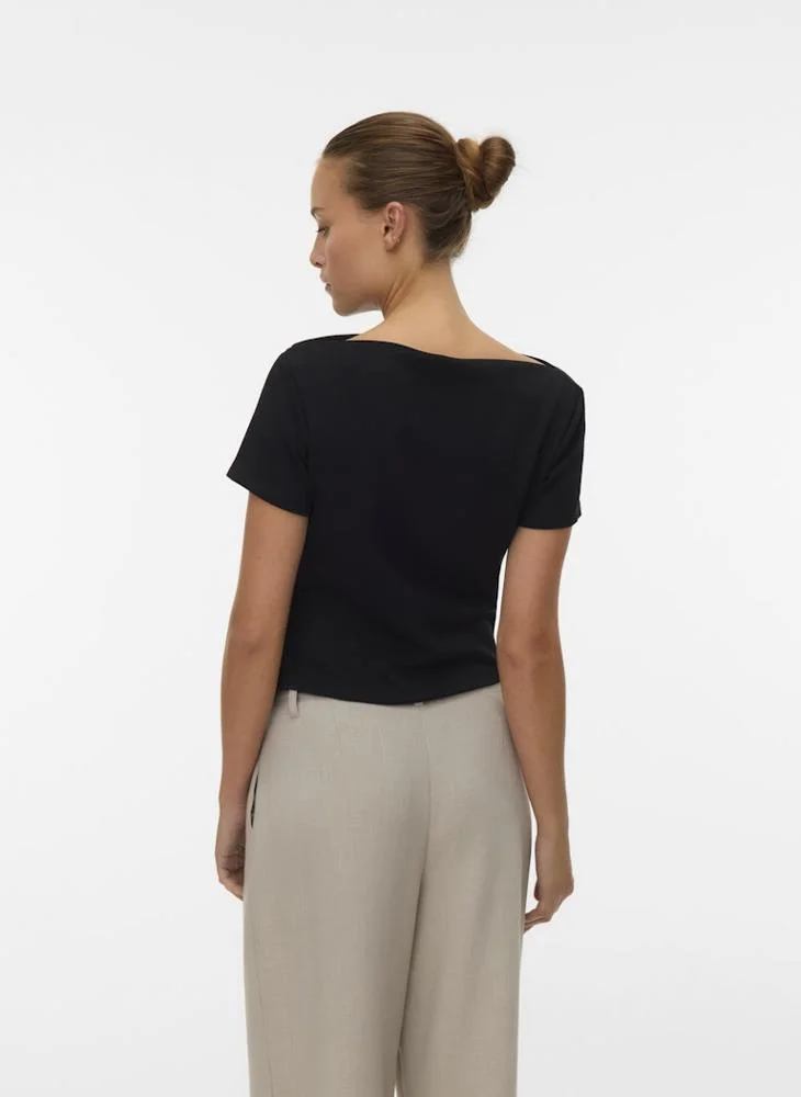 فيرو مودا Casual Crew Neck Crop Top