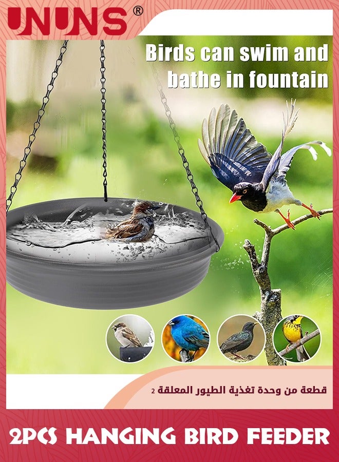 UNUNS Hanging Bird Feeder,2Pcs Hanging Bird Bath,2 In 1 Hanging Bird Feeder Bird Bath For Outside,Garden Bird Bat Bird Feeder Plate,Grey  - Image 4