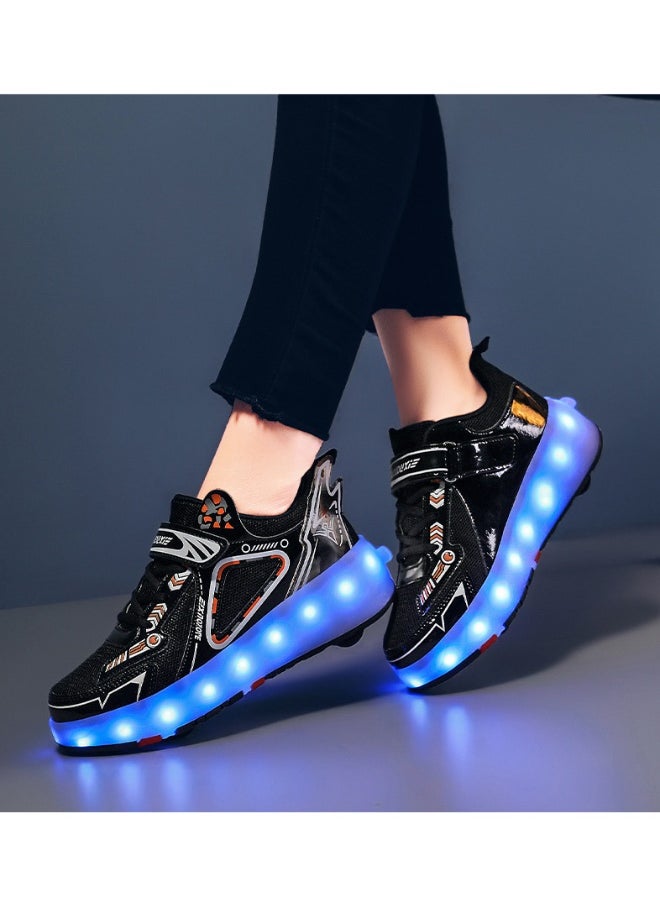 NIBEMINENT Kids Roller Skates Shoes 4 Wheels Roller Shoes Boys Girls Wheel Shoes Roller Sneakers Shoes for Beginner More Balanced  - Image 1