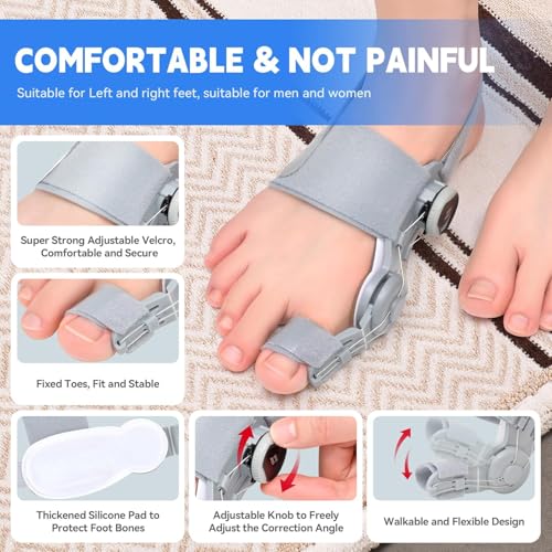 QualiTrue Toe Separator Men & Women | Improves Foot Alignment & Relieves Big Toes Pain | Orthopedic Toe Straightener Separator Bunion thumb Corrector | 360° Adjustable Rotating Knob, Universal Fit (for both Left/Right Feet) | Free Exerciser Hallux Valgus Splint (Bunion Corrector + Toe Exerciser) - Image 2