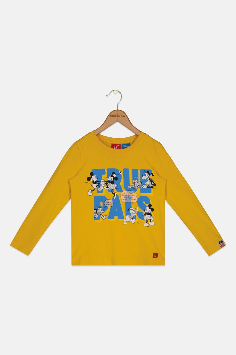 Hamleys x Disney Toddlers Boy Crew Neck Long Sleeve Graphic Print T-Shirt, Mustard - Image 2