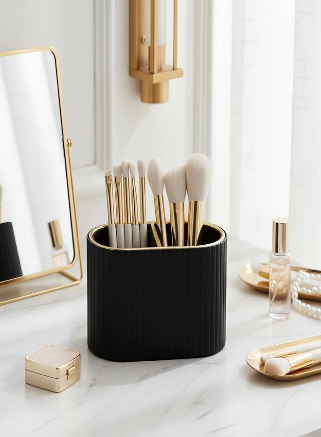 KINGFOM PU Leather Pen Holder for Desk, 2 Slots Small Remote Control Holder Pencil Cup Desktop Supplies and Accessories Organizer Caddy for Office Home Art Supply (Black) - Image 4
