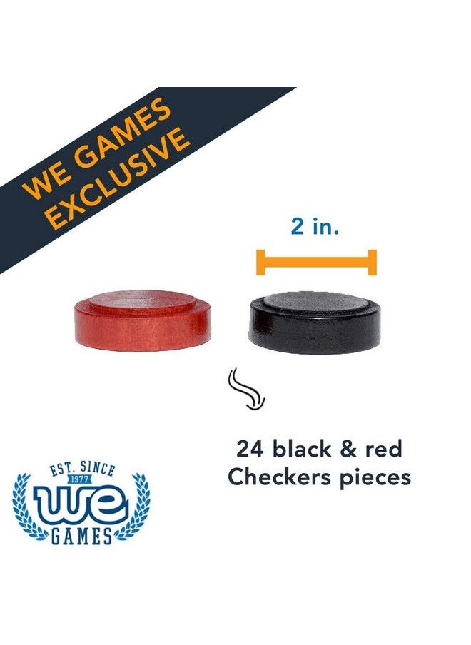 WE Games Checkers Pieces Only Wooden Checker Board Game Pieces 24 Black And Red Stackable Player Pieces With A Drawstring Storage Bag 2 Inch Diameter Carved Versatile Game Pieces  - Image 4