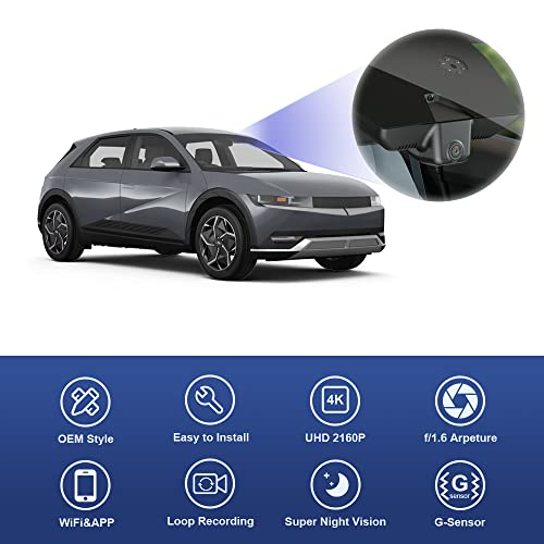 Fitcamx 4K Dash Cam Suitable for Hyundai IONIQ 5 2022-2024 (6 Vents) SE Standard Range SEL Limited, OEM Look, UHD 2160P Video, Built-in WiFi & APP, Loop Recording, G-Sensor, Plug & Play, 64GB Card - Image 4