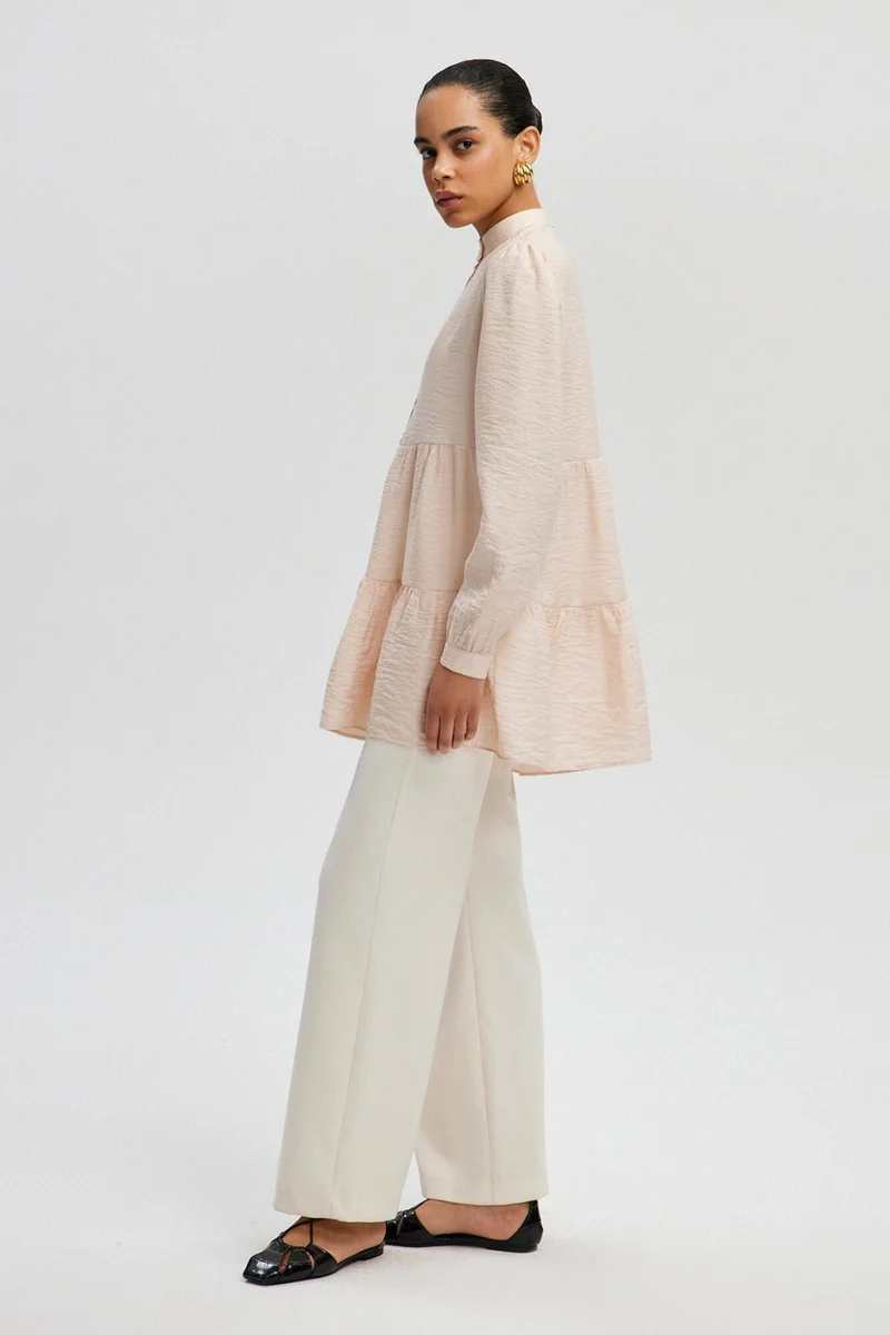 Touche Natural Textured Button Detailed Tunic