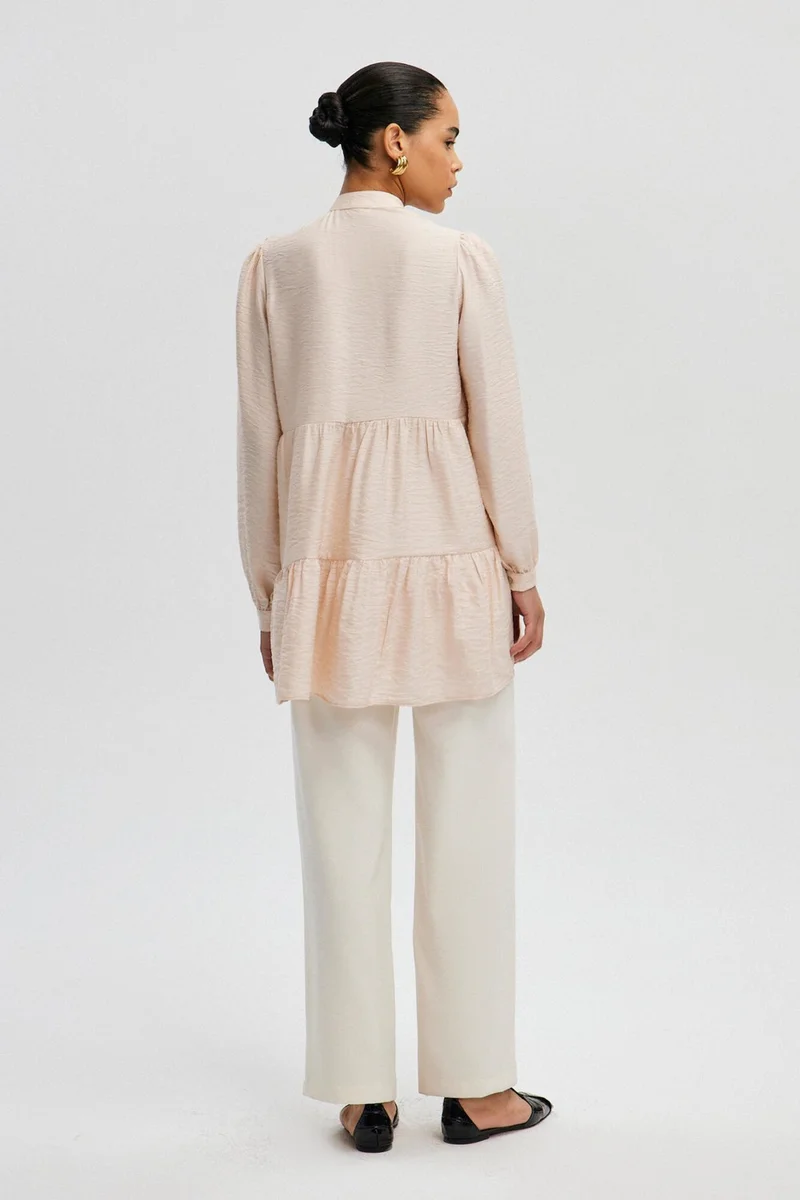 Touche Natural Textured Button Detailed Tunic