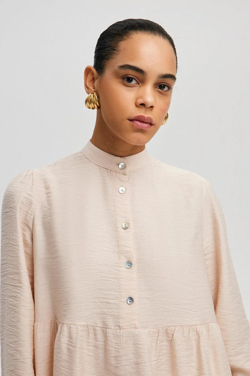 Touche Natural Textured Button Detailed Tunic