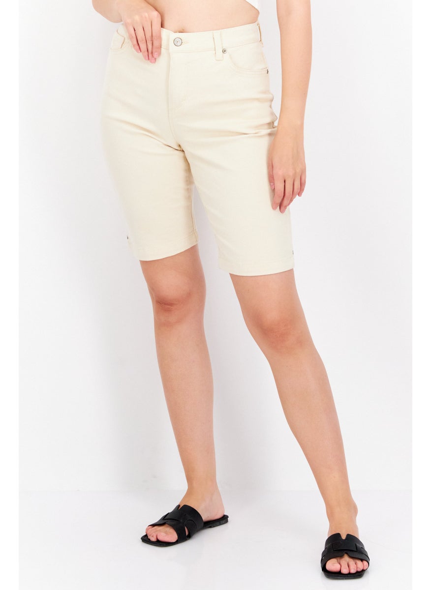 Gloria Vanderbilt - Women Plain Basic Shorts, Beige - Image 1