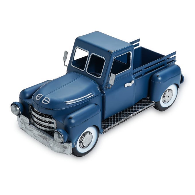 FARMHOUSE BLUE TRUCK DECOR VINTAGE METAL TRUCK TABLE DECOR DECORATIVE FARM TABLETOP STORAGE GARDEN PICKUP TRUCKS PLANTER FALL COFFEE DESK CENTERPIECE CAR MODEL GIFTS
