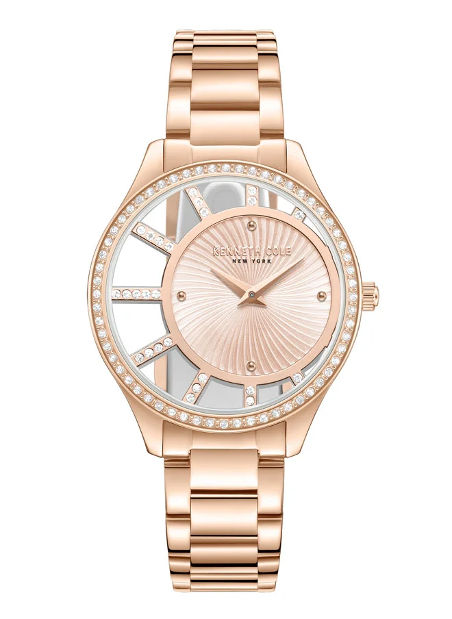 كينيث كول نيو يورك Kenneth Cole New York 36mm Analog Women's Watch with Rose Gold Dial & Rose Gold Stainless Steel Bracelet