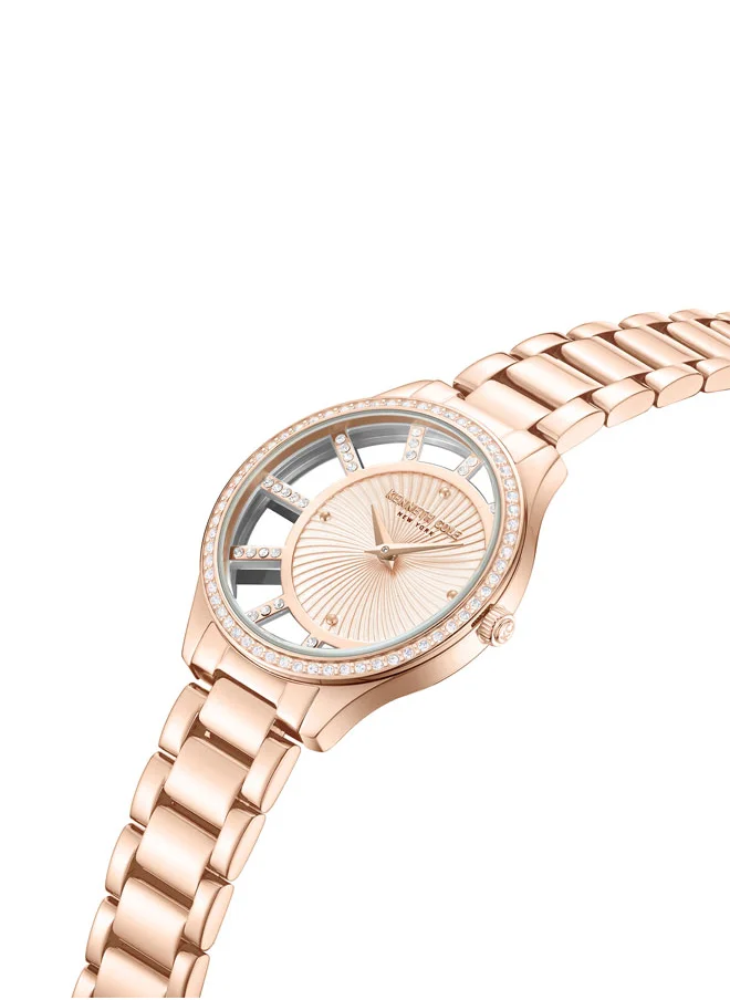 كينيث كول نيو يورك Kenneth Cole New York 36mm Analog Women's Watch with Rose Gold Dial & Rose Gold Stainless Steel Bracelet