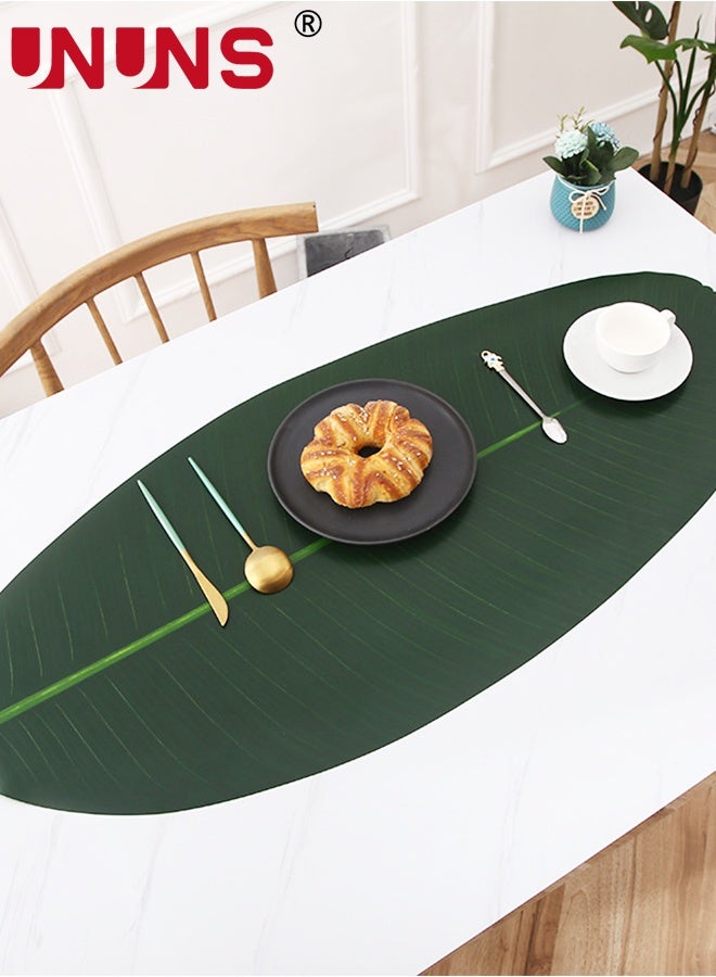 UNUNS Leaf Placemats,106*46CM Banana Leaves, Leaf Placemats, Artificial Banana Leaves Dining Table Placemat for Hawaiian Theme Party Decoration Table Runner Centerpiece Placemats for Home Kitchen,Green - Image 5