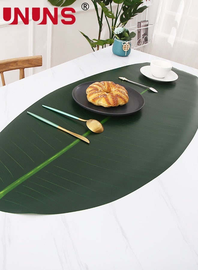UNUNS Leaf Placemats,106*46CM Banana Leaves, Leaf Placemats, Artificial Banana Leaves Dining Table Placemat for Hawaiian Theme Party Decoration Table Runner Centerpiece Placemats for Home Kitchen,Green - Image 4