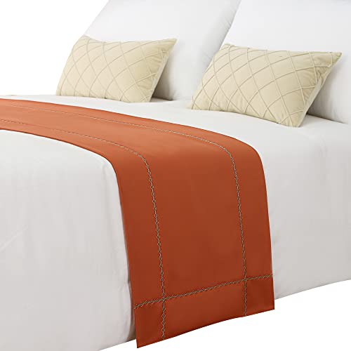 JADE POKE Bed Runner 260 x 50 cm for King Size Bed, Bed Throws for Foot of Bed, Burnt Orange Bed Runner Bedding Scarves Decorations for Bedroom Hotel Wedding Room - Image 1