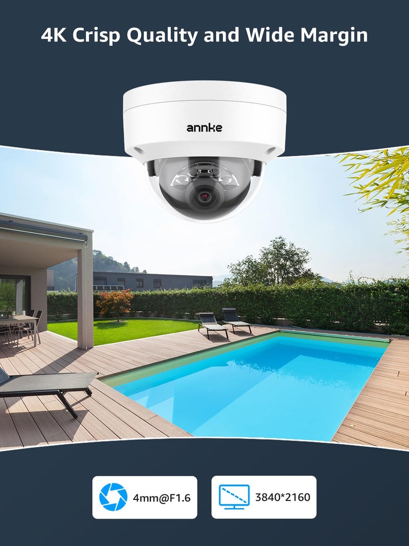 ANNKE 4K 16CH PoE Camera System, H.265+ 12MP NVR, 8X 8MP Wired Dome Security IP Cams, AI Motion Detection, Built-in Mic, 4TB HDD, Spotlight Color Night Vision, Compatible with Alexa, Not PTZ - Image 2