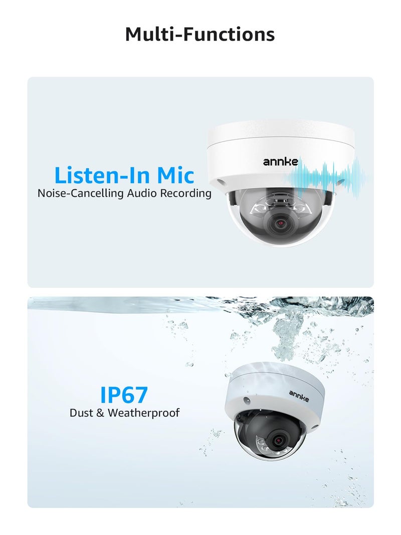 ANNKE 4K 16CH PoE Camera System, H.265+ 12MP NVR, 8X 8MP Wired Dome Security IP Cams, AI Motion Detection, Built-in Mic, 4TB HDD, Spotlight Color Night Vision, Compatible with Alexa, Not PTZ - Image 5