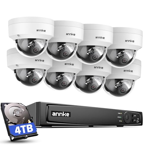ANNKE 4K 16CH PoE Camera System, H.265+ 12MP NVR, 8X 8MP Wired Dome Security IP Cams, AI Motion Detection, Built-in Mic, 4TB HDD, Spotlight Color Night Vision, Compatible with Alexa, Not PTZ - Image 1