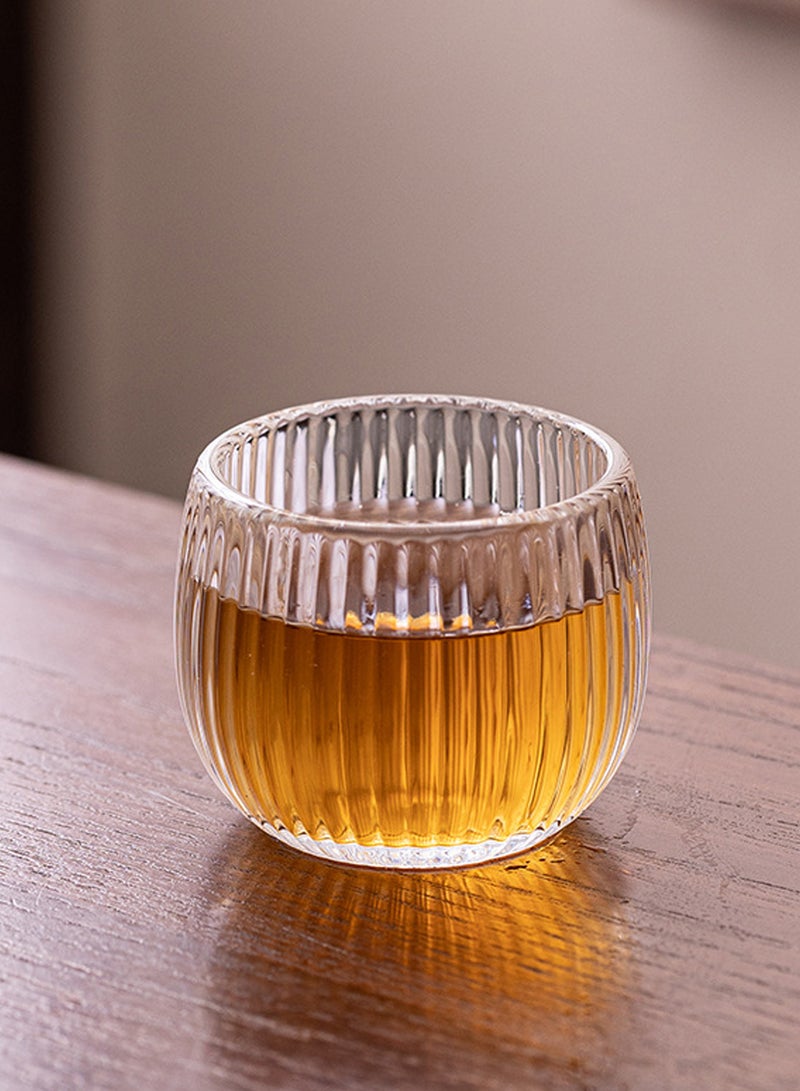 6 - Pack 100Ml Transparent Ribbed Design Glass Cups – Stylish & Durable For Water, Juice & Beverage Serving - Image 5