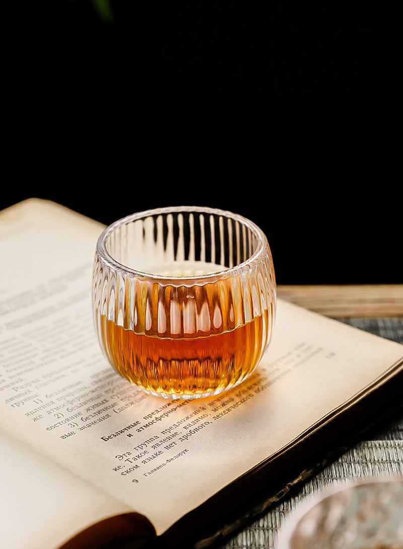 6 - Pack 100Ml Transparent Ribbed Design Glass Cups – Stylish & Durable For Water, Juice & Beverage Serving - Image 4