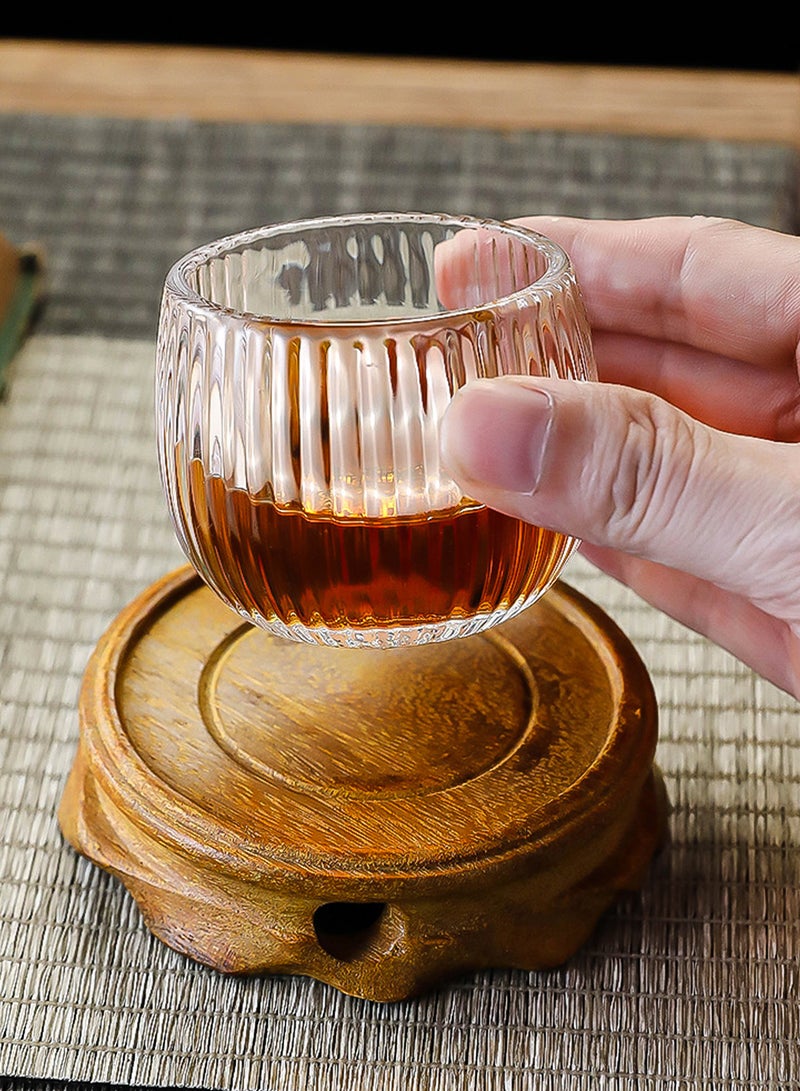 6 - Pack 100Ml Transparent Ribbed Design Glass Cups – Stylish & Durable For Water, Juice & Beverage Serving - Image 3