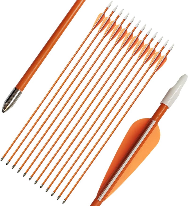 PANDARUS Youth Safetyglass Arrows 28" Fiberglass Archery 26" Target Practice Arrows(Pack of 12) - Image 1