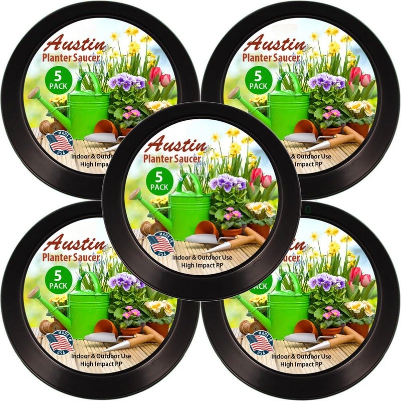 Austin Planter Saucers 16 Inch 1425 Inch Base  Black Polypropylene Case of 5