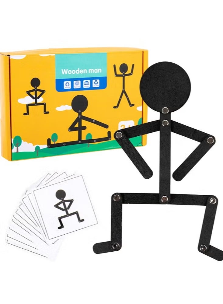 Montessori Material DIY Puzzle Toys Sporty Pose with 24 Cards for Children Intelligence Early Educational Toy - Image 1