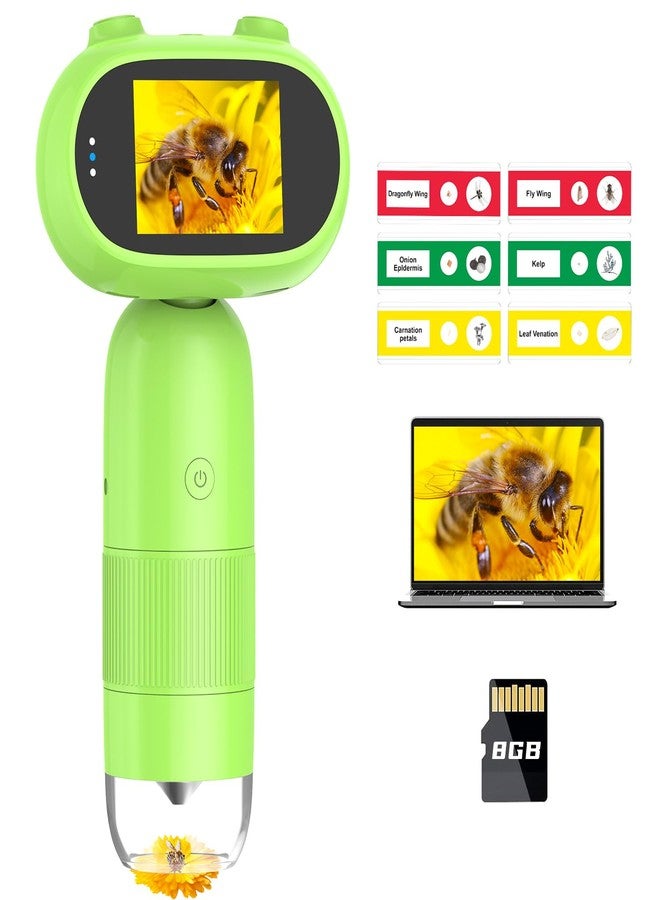 Hayve Handheld Digital Microscope for Kids 1000X,16MP Portable Pocket Microscope with 2inch IPS Screen,1080P Coin Magnifier for Collectors with 8 LEDs, PC View, 8GB - Image 1