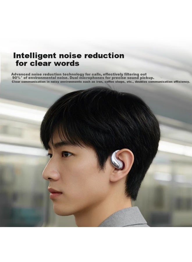 Soaiy [subsidies] Mo1 Wireless Bluetooth Earphones, Over-ear Design With Ultra-long Battery Life, Noise Cancellation, Open-air Bone Conduction Headphones, Compatible With Apple, Huawei, Xiaomi, Universal, Moon Shadow Black - Image 3