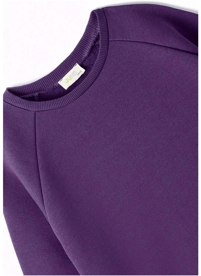 جون June Girl Crew Neck Thick Sweatshirt Purple