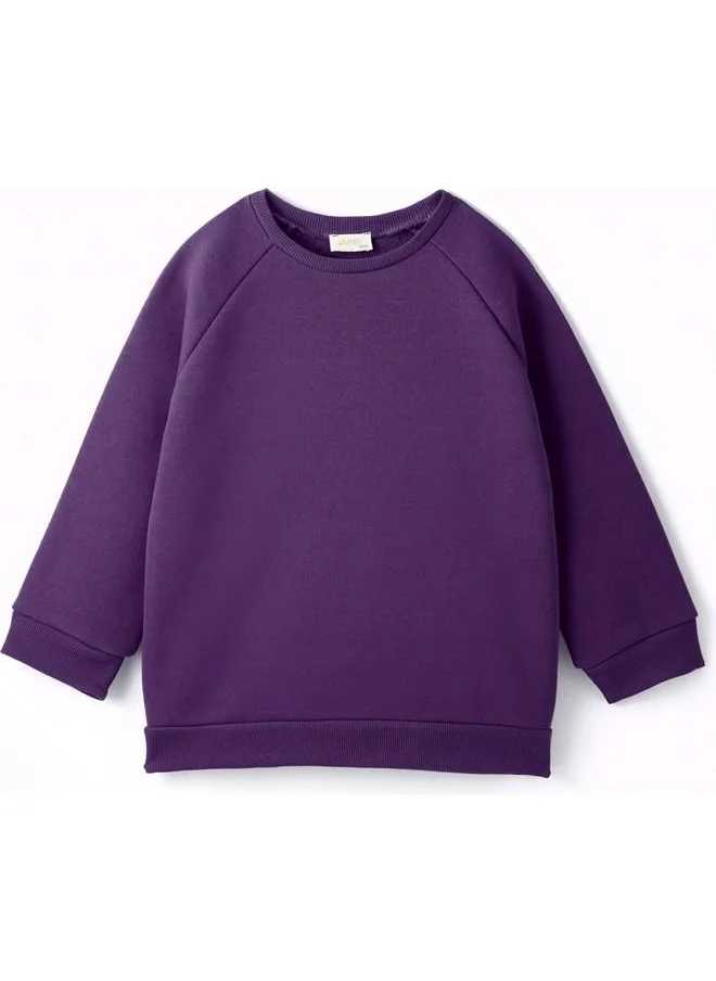 جون June Girl Crew Neck Thick Sweatshirt Purple