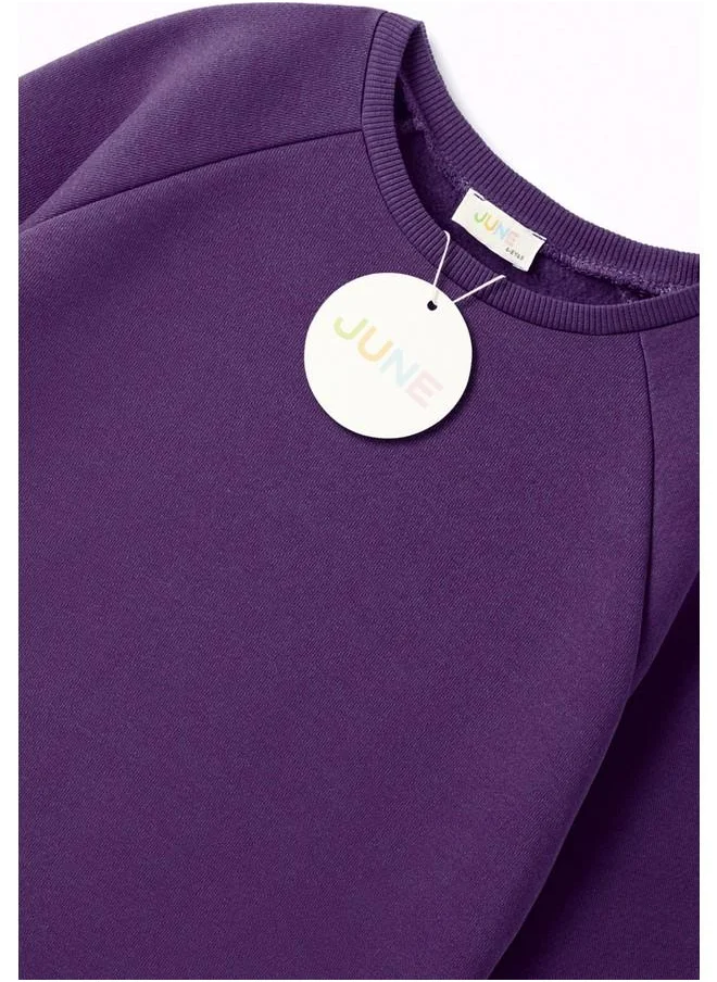 جون June Girl Crew Neck Thick Sweatshirt Purple